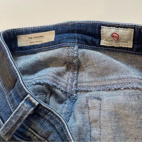 AG Adriano Goldschied The legging super skinny blue stretchy soft denim short 28 - Picture 4 of 9
